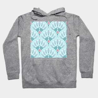 Mint and Coral Peacock Scales Hoodie